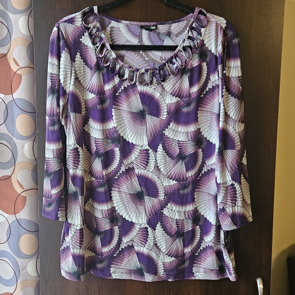 East 5th Purple and White Patterned Blouse